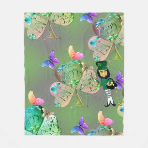 Couverture Polaire Leprechaun & Blanche en polaire Shamrock