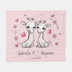 Couverture Polaire Les amateurs de Giraffe Cartoon Coeur Saint-Valent