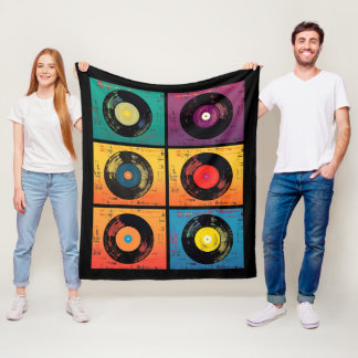 Couverture Polaire les années 70 Motif de disques vinyle Retro