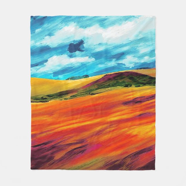 Couverture Polaire Les collines rouges jaunes (Devant)