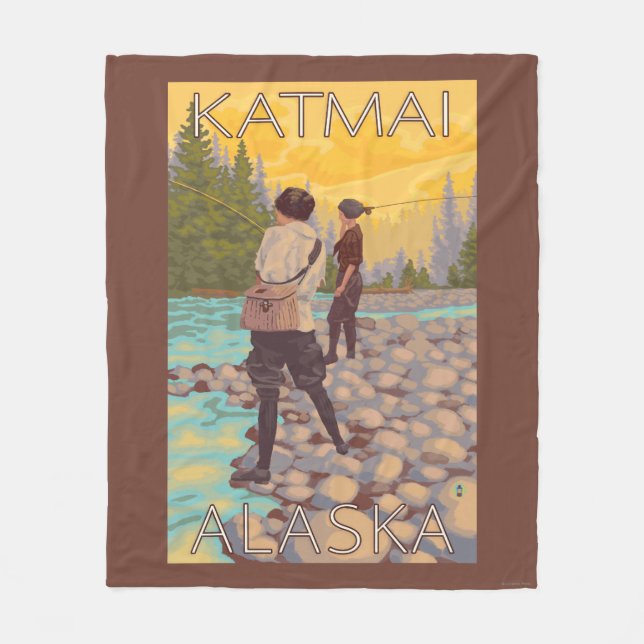 Couverture Polaire Les femmes pilotent la pêche - Katmai, Alaska (Devant)