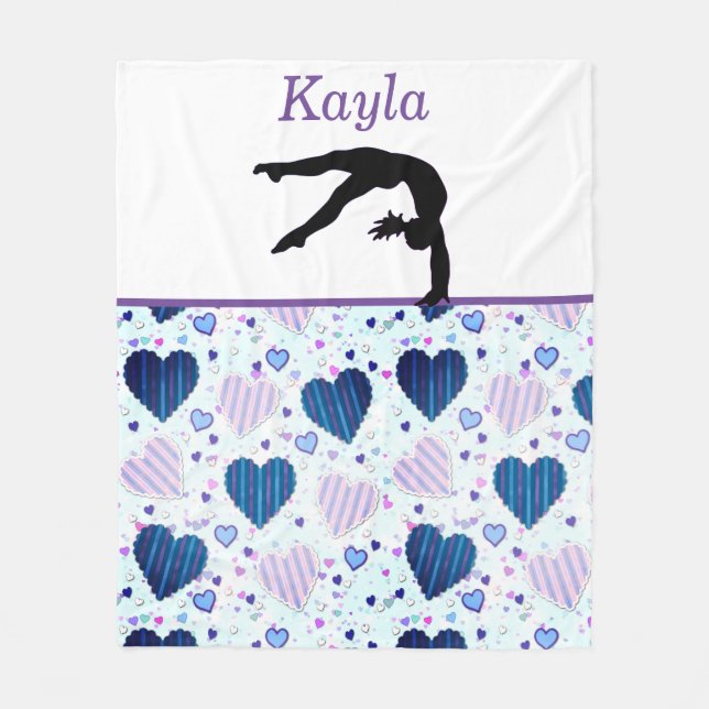 Couverture Polaire Les filles aiment la gymnastique Coeurs Fleece Bla (Devant)