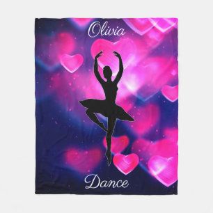 Couverture Polaire Les filles dansent Coeurs flottants roses et viole