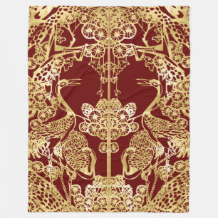 Couverture Polaire Les Graines d'or chinoises au-dessus du rouge