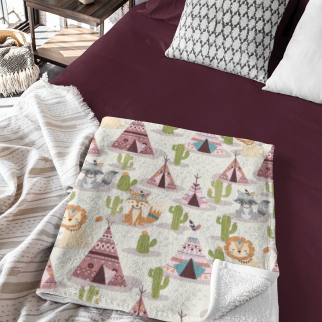 Couverture Polaire Les Indiens tribaux de Woodland Américains Motif s (Woodland Tribal Native Americans Seamless Pattern Fleece Blanket)