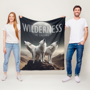 Couverture Polaire Les loups hurlent à la Pleine lune Wilderness appe