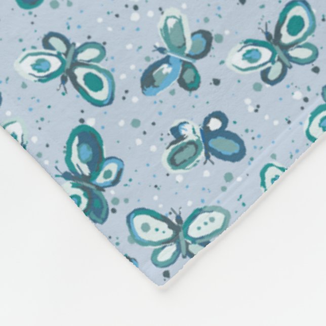 Couverture Polaire Les papillons Doodle Bugs - bleu - motif sans soud (Coin)