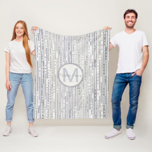 Couverture Polaire Les rayures pointille le décor blanc argenté de