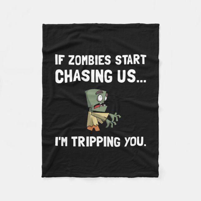 Couverture Polaire Les zombis nous chassent se déclenchant (Devant)