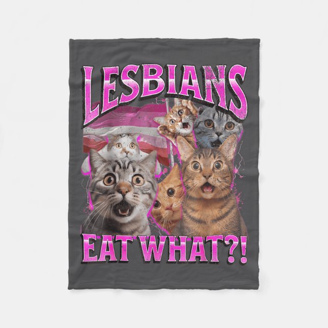 Couverture Polaire Lesbians Eat What_! Funny Cat Gay Pride Lgbtq Pun  (Devant)