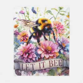 Couverture Polaire Let It Bee – Watercolor Bumblebee Spring Floral 