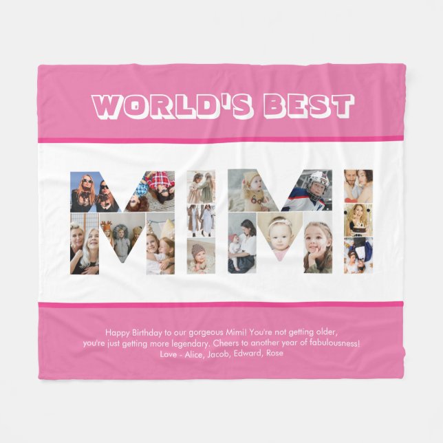 Couverture Polaire Lettre Collage Photo Mimi Cutout Grand-mère Annive (Devant (Horizontal))