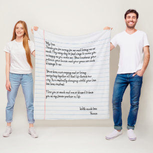 Couverture Polaire Lettre d'amour manuscrite personnalisée pour mari
