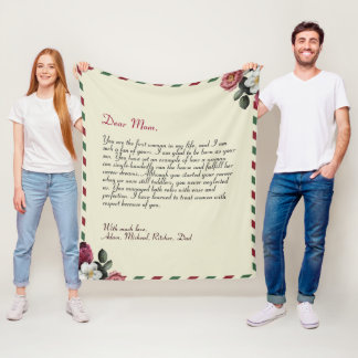 Couverture Polaire Lettre d'amour personnalisée couples manuscrits 