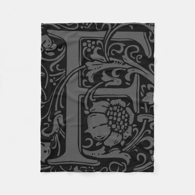 Couverture Polaire Lettre F Monogramme médiéval Art Nouveau (Devant)