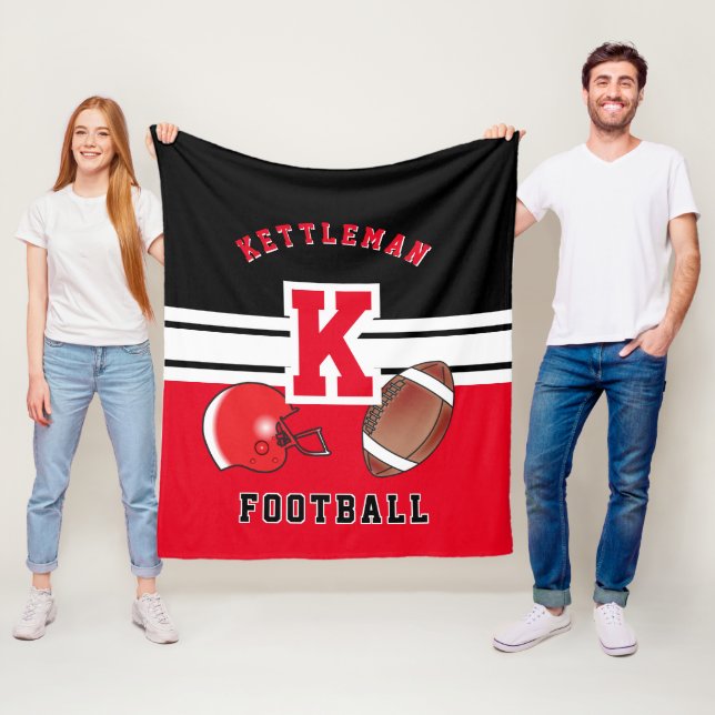 Couverture Polaire LETTRE 🏈 football Sport rouge (En situation)