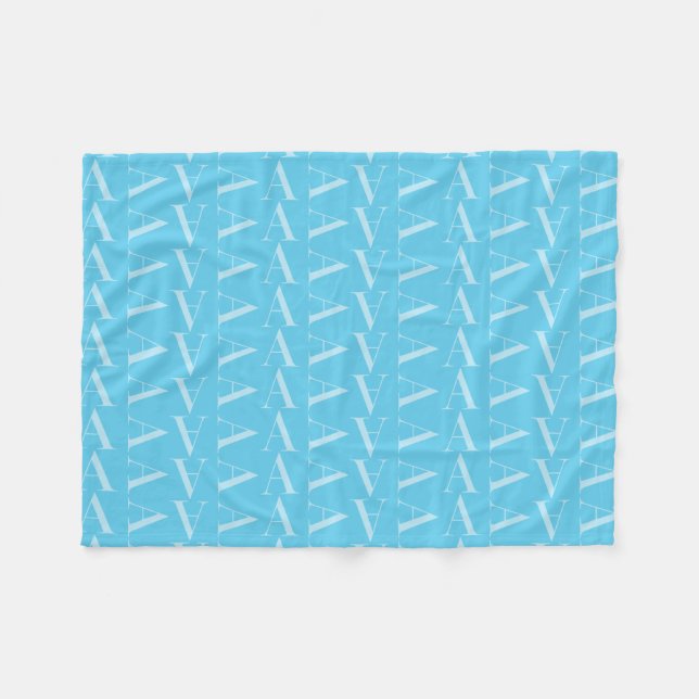 Couverture Polaire Lettre initiale A, Aqua Blue (Devant (Horizontal))