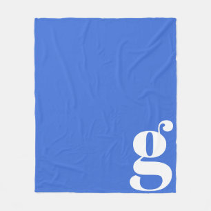 Couverture Polaire LETTRE INITIALE MONogramme NEUVE BLEUE CLAIRE BLAN