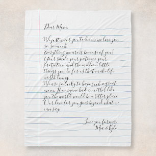 Couverture Polaire Lettre manuscrite customisée Amour Message Mère