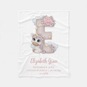 Couverture Polaire Lettre monographique E Pink Baby Girl Gift Bab