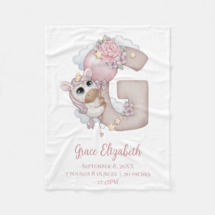 Couverture Polaire Lettre monographique G Rose Baby Girl Cadeau