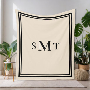 Couverture Polaire LETTRE NOIRE ET AMADE TROIS LETTRE MONogramme