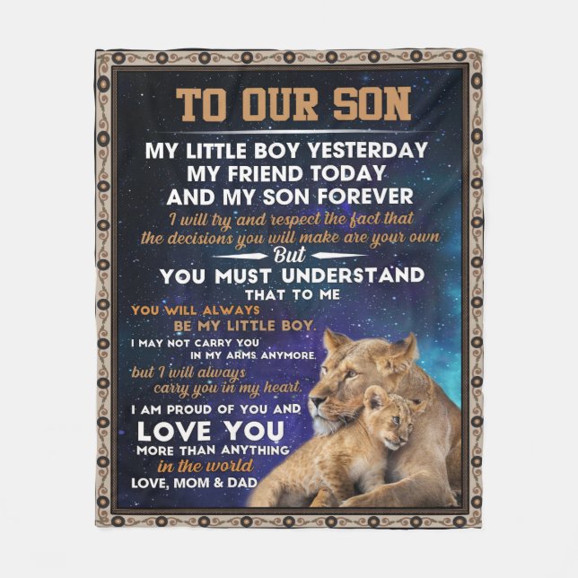 Couverture Polaire Lettre Personnalisée À Notre Fils, Cadeau D'Annive (Devant)