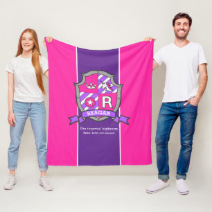 Couverture Polaire Lettre Reagan R nom signifiant bouclier rose viole