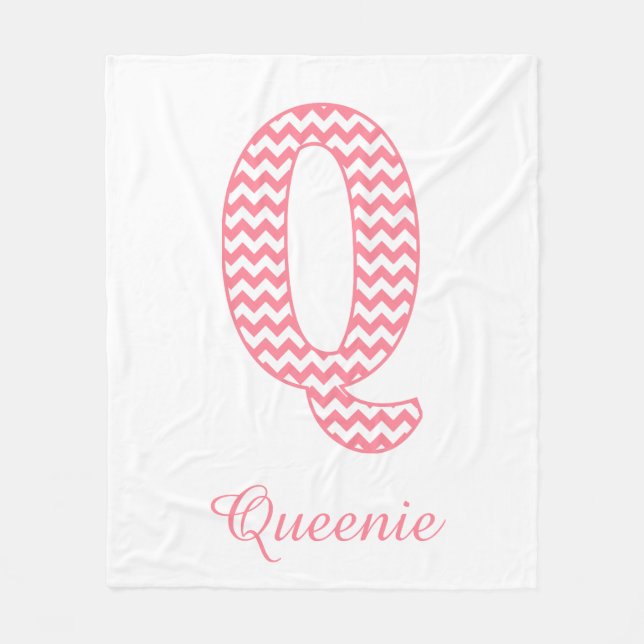 Couverture Polaire Lettre rose pastel Chevron Q Design (Devant)