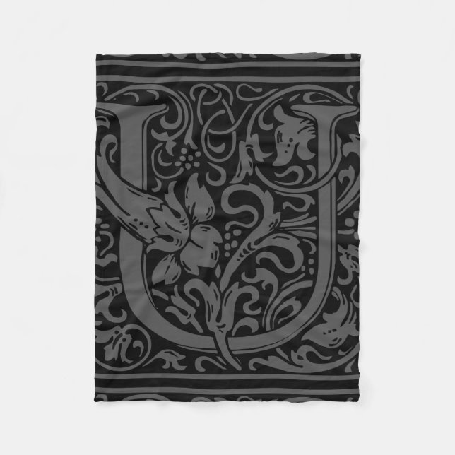 Couverture Polaire Lettre U Monogramme médiéval Art Nouveau (Devant)