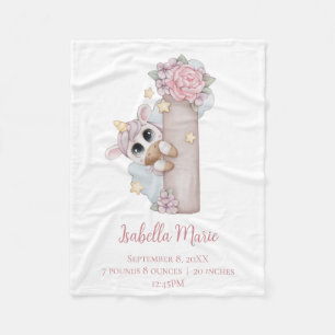 Couverture Polaire Lettre Unicorn Monogramme I Pink Baby Girl Cadeau