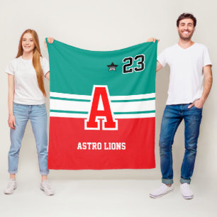 Couverture Polaire Lettres sport rouge et vert