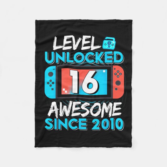 Couverture Polaire Level 16 Unlocked Awesome Since 2010 16th Birthday (Devant)