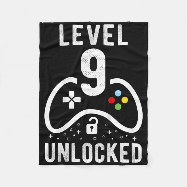 Couverture Polaire Level 9 Unlocked Video Game 9th Birthday Gift  (Devant)