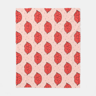 Couverture Polaire Lèvres caricaturales : motif féministe de doodle.