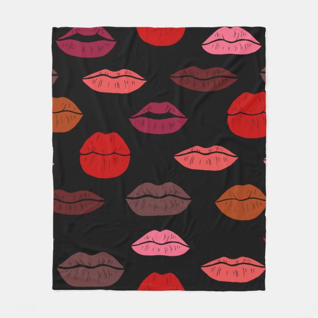 Couverture Polaire Lèvres colorées motifs sans couture (Devant)