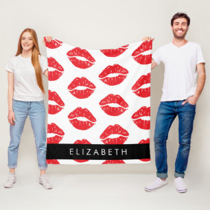 Couverture Polaire Lèvres Rouges, Rouge, Motif Des Lèvres, Votre Nom