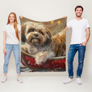 Couverture Polaire Lhasa Apso Chien Fête de Noël