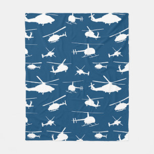 Couverture Polaire L'hélicoptère silhouette le bleu marine de ////