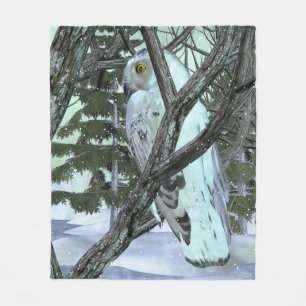 Couverture Polaire L'HIVER À LA DÉCORATION DE Chouette Neige Sauvage