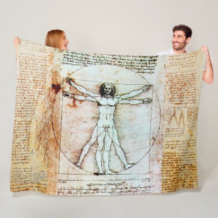Couverture Polaire L'HOMME VITRUVIEN par Leonardo Antique Parchment