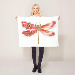 Couverture Polaire libellule de fleurs avec sakura de bijoux