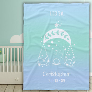 Couverture Polaire Libra Zodiac Star Nom Date de naissance Bébé bleu