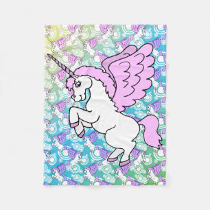 Couverture Polaire Licorne blanche et rose