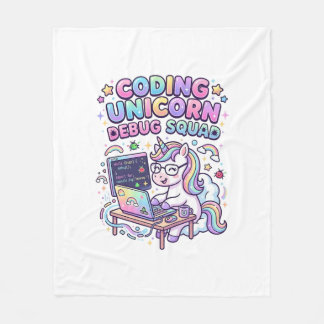 Couverture Polaire Licorne Coding Licorne Debug Squad Marché Charmant