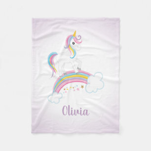 Couverture Polaire Licorne magique pourpre d'arc-en-ciel