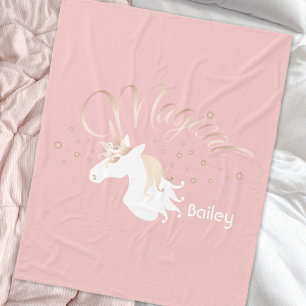 Couverture Polaire Licorne Magique Rose Moderne Personnalisée pour En