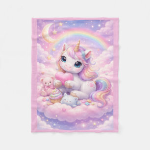 Couverture Polaire Licorne pastel capricieuse kawaii et ses amis sur
