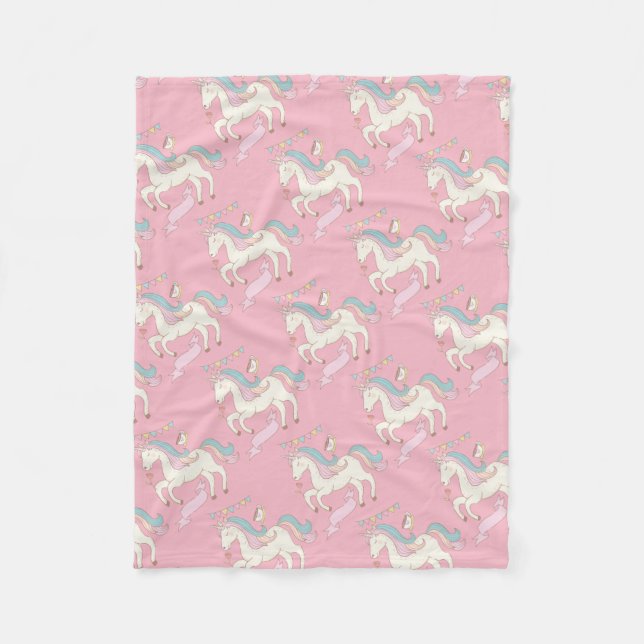 Couverture Polaire Licorne rose (Devant)