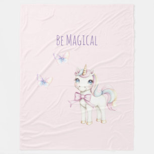 Couverture Polaire Licornes Papillons Roses Mignons Sont Magiques